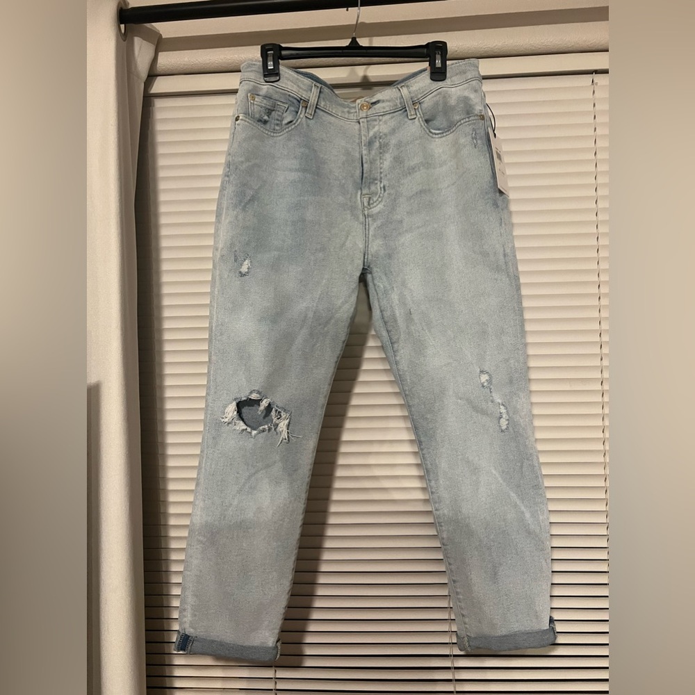 7 for all mankind light wash ripped jeans